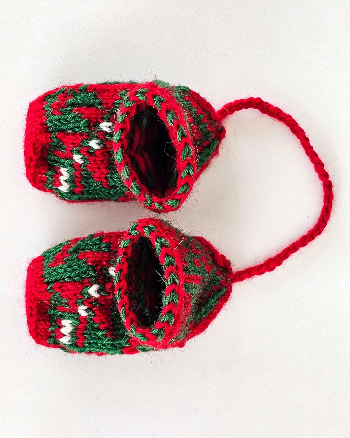 Hand-knit mini slipper sock ornaments β fair-trade set by BHcrafts. Add cozy charm to your Christmas tree dΓ©cor.