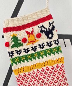 Close-up of a hand-knitted Christmas stocking by BHcrafts