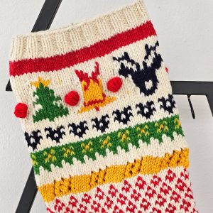 Close-up of a hand-knitted Christmas stocking by BHcrafts