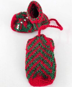 Mini knit slipper socks Christmas tree ornaments handmade by BHcrafts