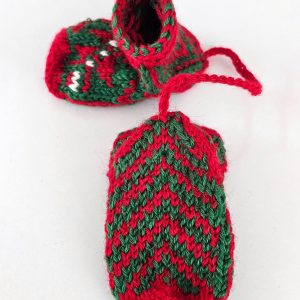 Mini knit slipper socks Christmas tree ornaments handmade by BHcrafts