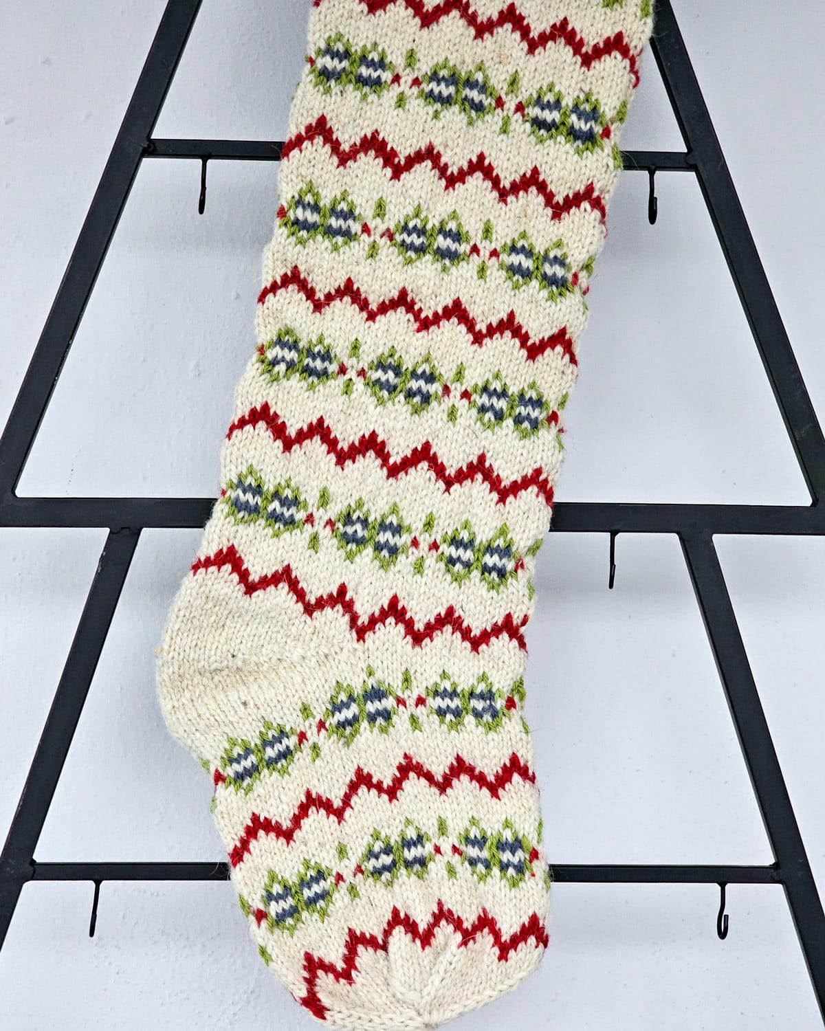 Artisan Handmade holiday stocking featuring chevron motif