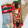 Set of five colorful hand-knitted Christmas stockings crafted by BHcrafts artisans