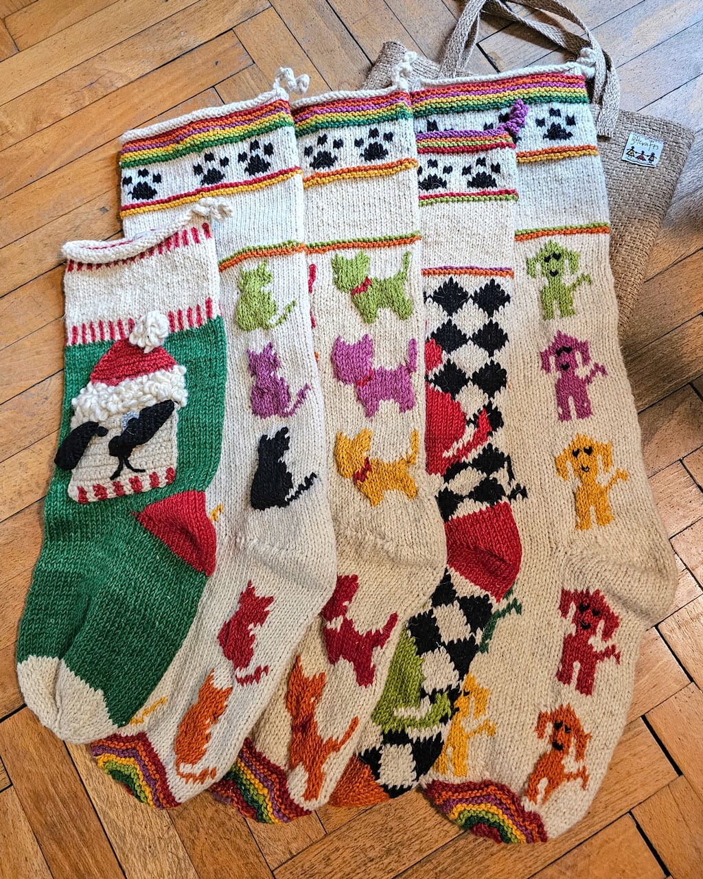 Bulk of 5 Handmade Christmas Stockings