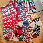 Bundle of 5 Red Handmade Christmas Stockings