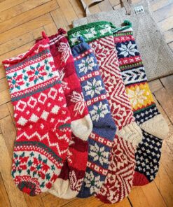 Bundle of 5 Snowflake Handmade Christmas Stockings