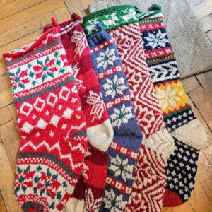 Bundle of 5 Red Handmade Christmas Stockings