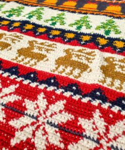 Eco-friendly handmade crochet blanket with Nordic-style Christmas design
