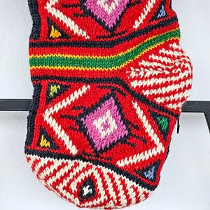 Artisan knit stocking for Christmas gifts and holiday decoration