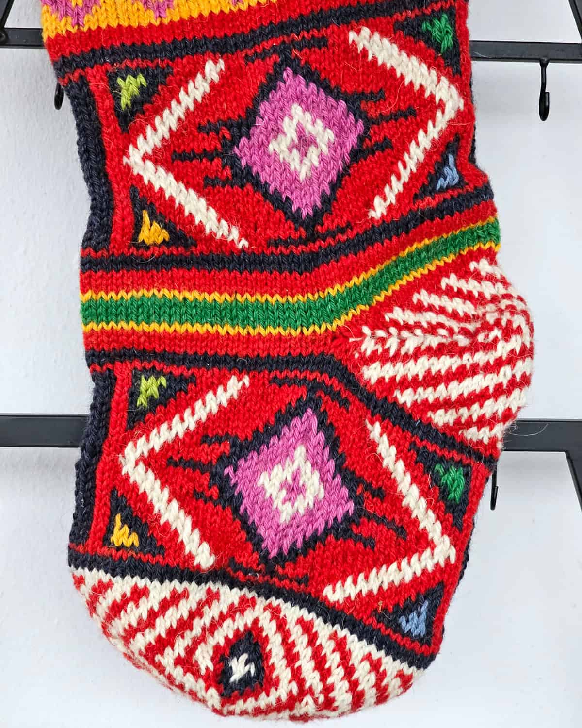 Artisan knit stocking for Christmas gifts and holiday decoration