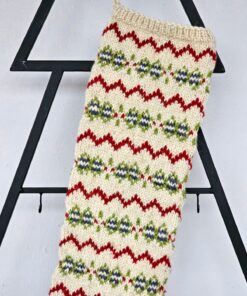 Zigzag striped artisan knit Christmas tree stocking for your holiday décor