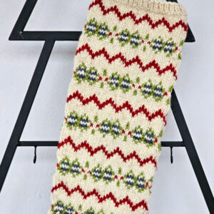 Zigzag striped artisan knit Christmas tree stocking for your holiday décor