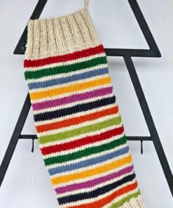 Colorful striped Christmas stocking for mantel or tree display