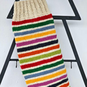 Colorful striped Christmas stocking for mantel or tree display
