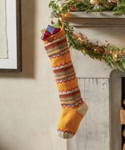 Sundance Christmas Stocking with Chevron Pattern Yellow