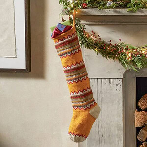 Sundance Christmas Stocking with Chevron Pattern Yellow