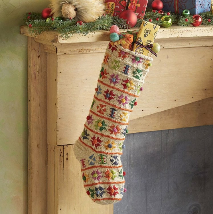 Sundance Christmas Stocking with Colorful Floral Pattern