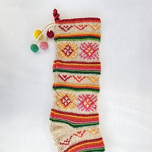 Fair Trade handmade wool Christmas stocking in red and multicolor designs