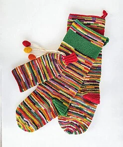 Crocheted Christmas Stockings Bundle of Two + Wine Bottle Sleeve