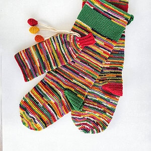 Crocheted Christmas Stockings Bundle of Two + Wine Bottle Sleeve