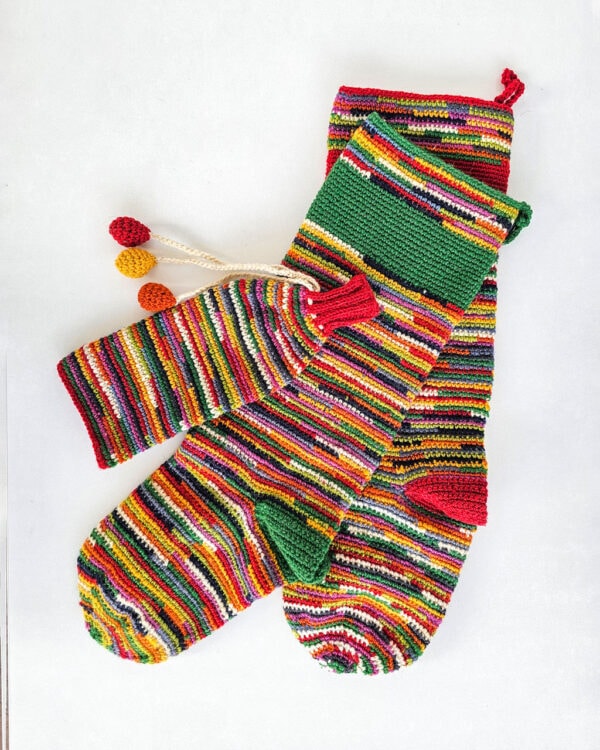 Crocheted Christmas Stockings Bundle of Two + Wine Bottle Sleeve