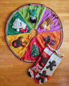 Bundle of Christmas Tree Skirt and Two Christmas Stockings