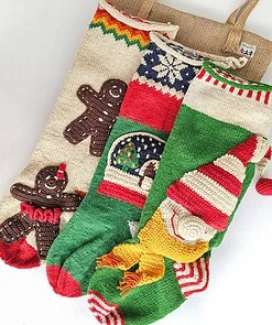 Bundle of 3 Christmas stockings Snowball Elf and Gingerbread Man