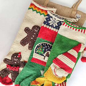 Bundle of 3 Christmas stockings Snowball Elf and Gingerbread Man