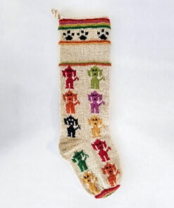Fair Trade handmade Christmas stocking with dog pattern design