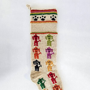 Fair Trade handmade Christmas stocking with dog pattern design