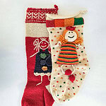 Handmade Christmas Stockings Set of Two with Girl Doll Appliqués