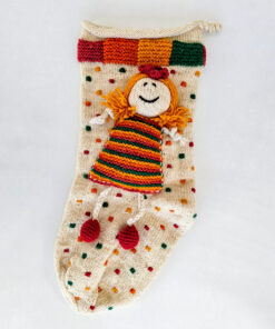 Knitted Christmas stockings with two doll appliqués by BHcrafts