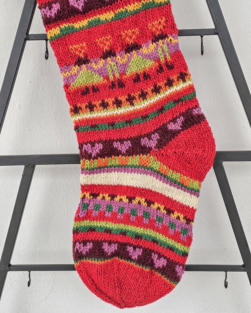 Artisan Christmas stocking made of natural wool