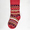 Fair Trade striped Christmas stocking with hearts in red, green, pink, and multicolor pattern - Artisan Holiday Decor.