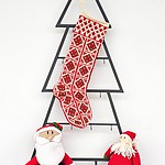 Jacquard Knit Christmas Stocking - Red & White