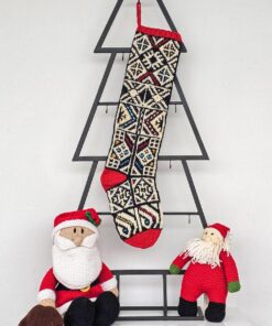 Jacquard hand-knitted holiday stocking with traditional Bosnian pattern