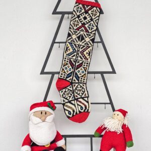 Jacquard hand-knitted holiday stocking with traditional Bosnian pattern