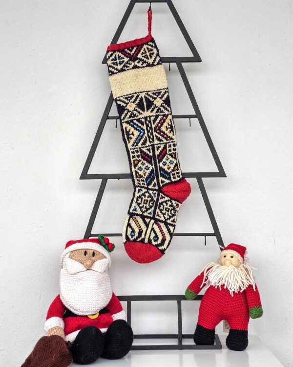 Jacquard-knit personalized Christmas stocking. Add eco-friendly stocking to your holiday home decor collection.
