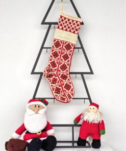 Red jacquard-knit Christmas stocking with personalized name‚.