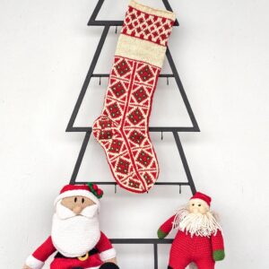 Red jacquard-knit Christmas stocking with personalized name‚.