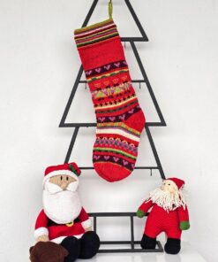 Personalized fair-trade Christmas stocking with stripes and hearts pattern; Festive home decor