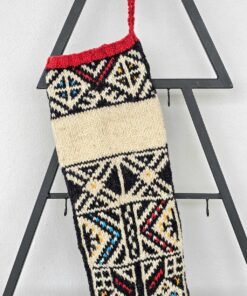 Personalized name placement for hand embroidery name on Jacquard Christmas stocking for your holiday home decor.
