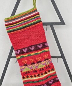 Close-up of placement for embroidered name area on personalized striped Christmas stocking.