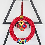 Handmade Crochet Christmas Wreath for Hanging Red