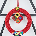 Handmade Crochet Christmas Wreath for Hanging Red