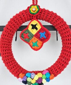 Alternative view of Handmade Crochet Christmas Wreath for Hanging Red