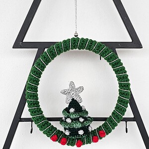 Handmade Crochet Christmas Wreath for Hanging
