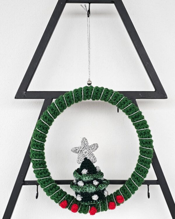 Handmade Crochet Christmas Wreath for Hanging