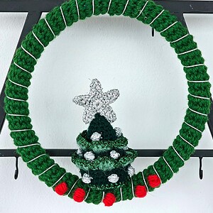 Alternative view of Handmade Crochet Christmas Wreath for Hanging