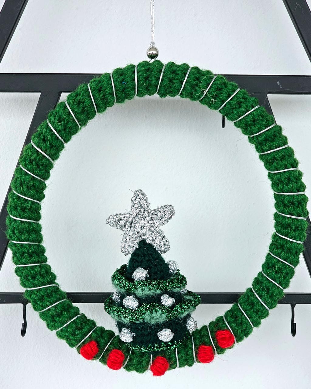 Handmade Crochet Christmas Wreath for Hanging - Image 2